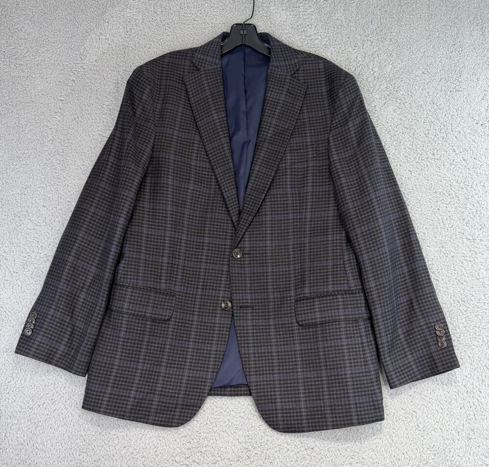 Jos A Bank Brrr Comfort Blazer 40R Windowpane Linen Wool Slim Fit Jacket